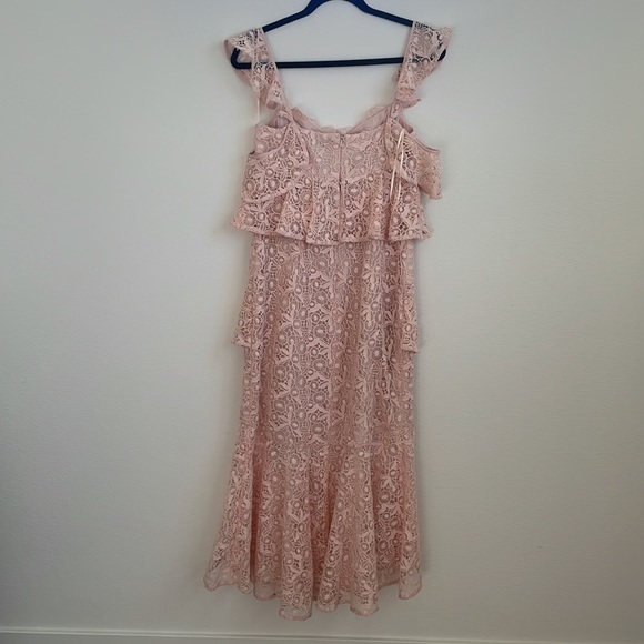 AMUR light pink high low lace tiered midi dress 6 NWT - Picture 10 of 12